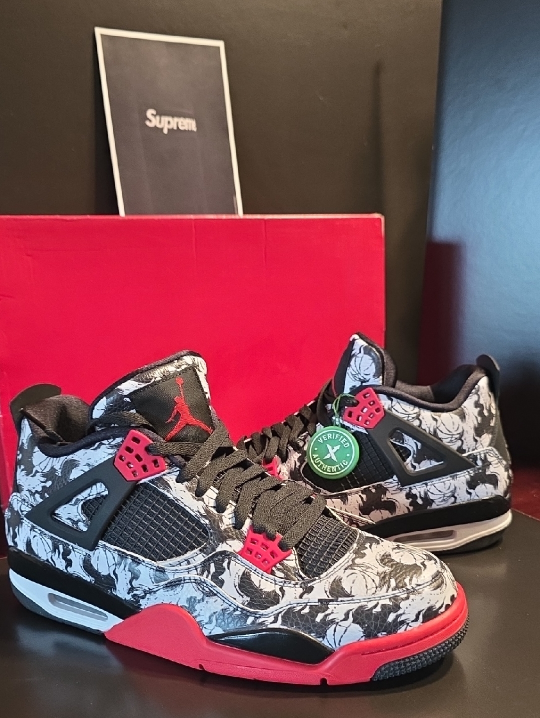 Ds Air Jordan 4 Retro Graphic Black White Red